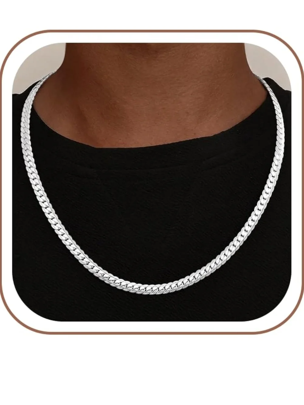 Classic Men's Silver Cuban Link Chain Necklace